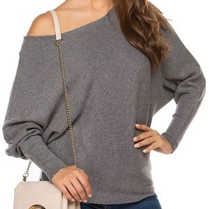 Off Shoulder Long Sleeve Oversized Sweater